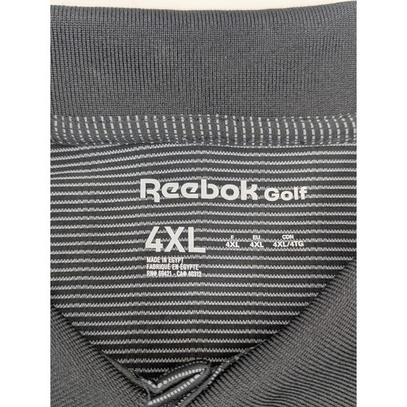 Reebok Performance Golf‎ Polo Mens 4XL Big Tall Black Gray Morris Stripe Stretch - Picture 5 of 6